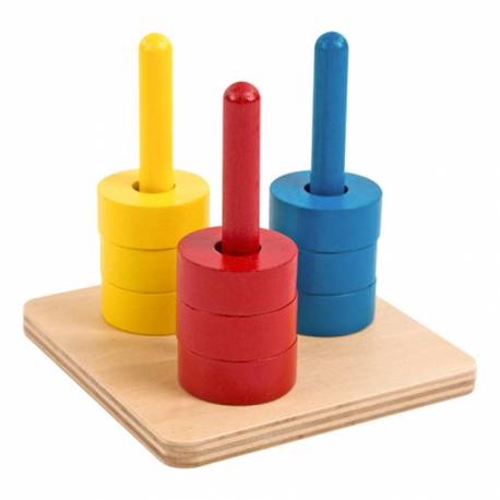 Apilador vertical de tres colores Montessori para todos De 1 a 3 años
