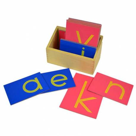 Letras de lija minúsculas IMPRENTA con caja Montessori para todos Aprender a leer y escribir