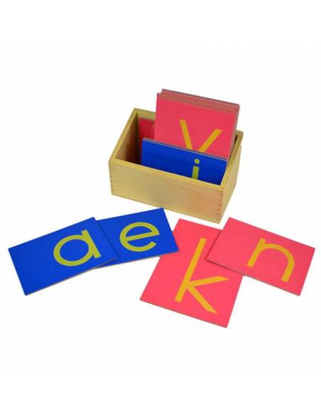 Letras de lija minúsculas IMPRENTA con caja Montessori para todos Aprender a leer y escribir