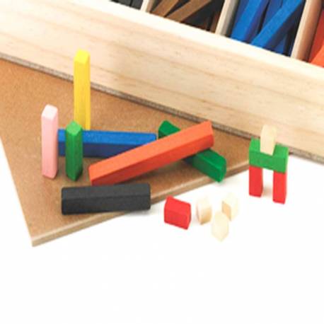 Caja de madera con 300 regletas 1x1 2