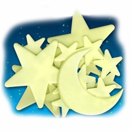 Luna fluorescente adesiva e stelle 2