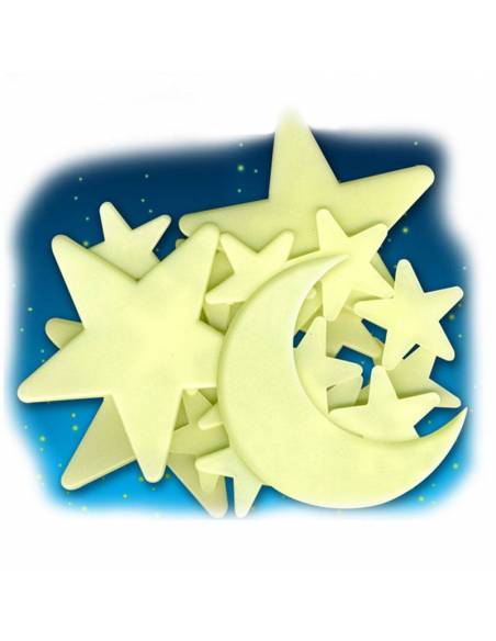 Luna fluorescente adesiva e stelle