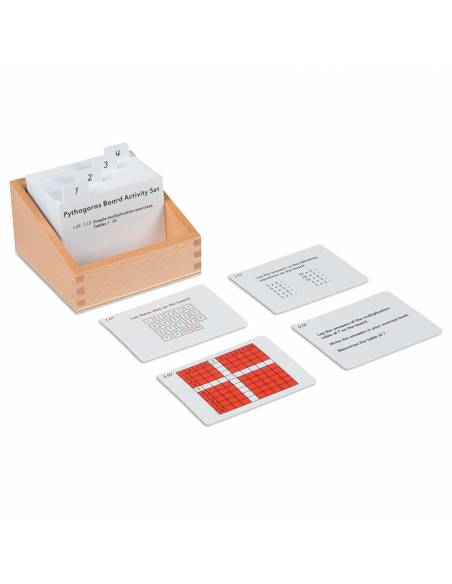 Tarjetas de actividades - Tablero de Pitágoras (EN) Nienhuis Tarjetas Montessori