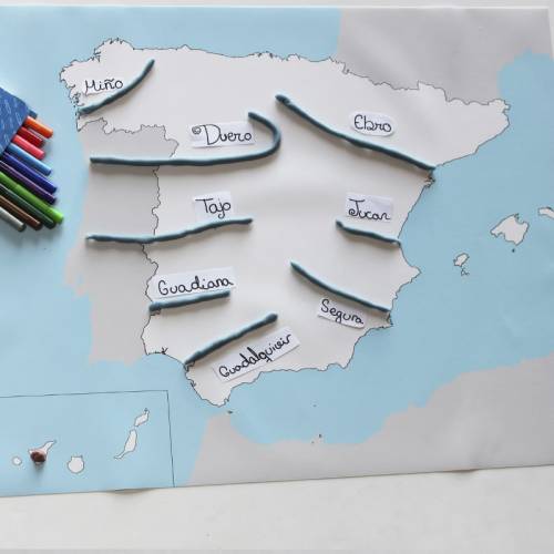 Mappa di Spagna mudo en lona 65 x 50