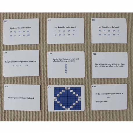 Tarjetas de actividades - Tablero del 100 (EN) Nienhuis Tarjetas Montessori