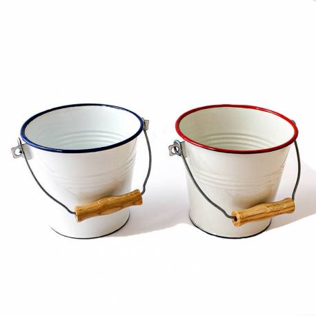 Cubo in metallo bianco e rosso