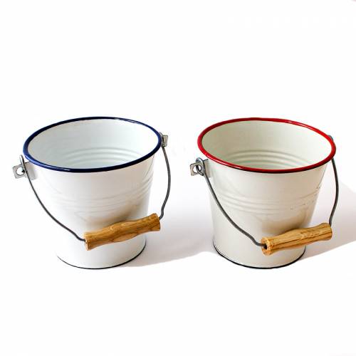 Cubo in metallo bianco e blu