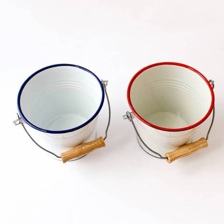 Cubo in metallo bianco e blu