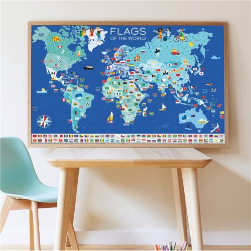 Gran póster de pegatinas - Banderas del Mundo  Geografía