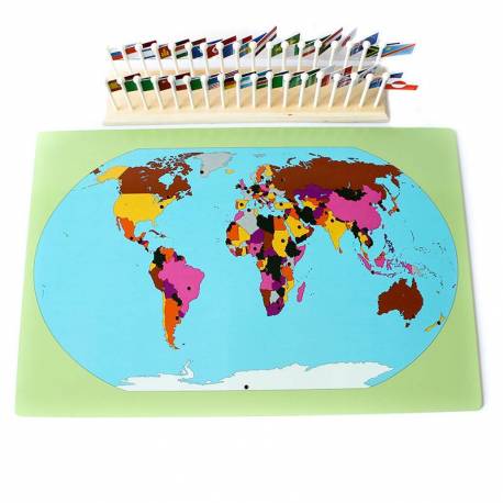 Mapa del mundo con banderas Montessori para todos Geografía