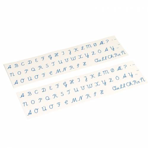 International Cursive Alphabet Cards - Blue