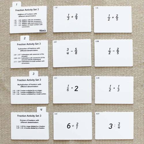 Tarjetas de actividades - Fracciones nº 3 (EN) Nienhuis Tarjetas Montessori