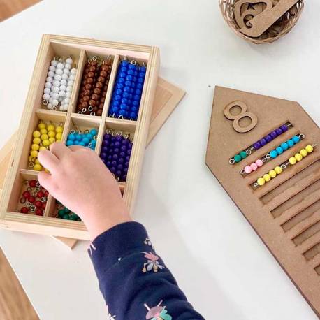 Caja de perlas de madera (10 uds) Montessori para todos Sistema Decimal 2