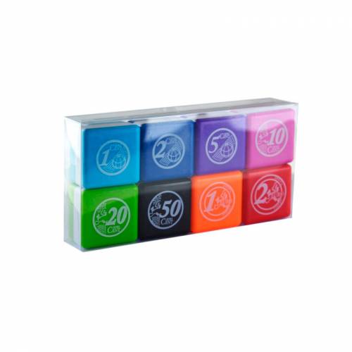 Pack - 8 sellos de monedas en color  Monedas y Billetes
