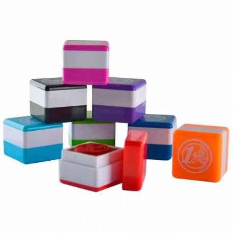 Confezione - 8 timbri di moneta in colore