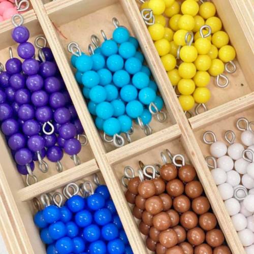 Caja de perlas de madera (10 uds) Montessori para todos Sistema Decimal