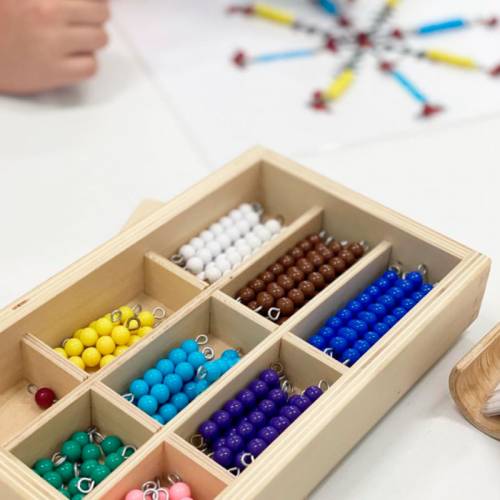 Caja de perlas de madera (10 uds) Montessori para todos Sistema Decimal