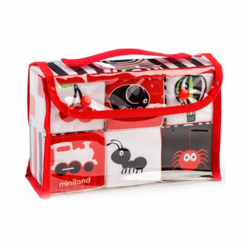 Coperture in tessuto per bambini rosso, nero e bianco