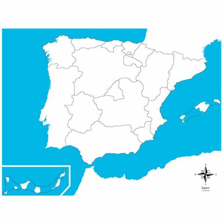 Lámina Mapa de España - muda  Continentes y países