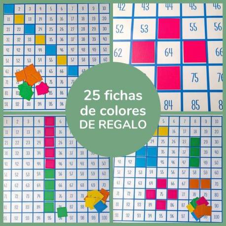 25 Fichas de colores de regalo para la lona del 100  Inicio
