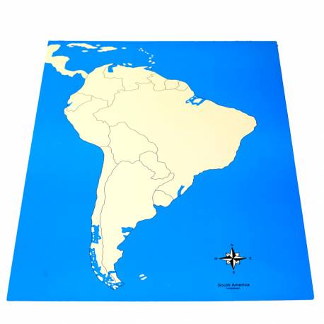 Lámina muda de América del Sur Montessori para todos Continentes y países