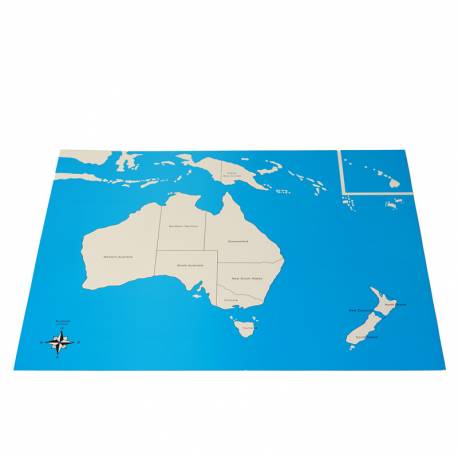 Lámina de Australia con nombres (EN) Montessori para todos Continentes y países