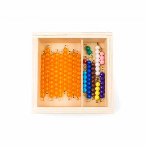 Caja perlas del 1 al 9 + 9 barras doradas Montessori para todos Contar del 0 al 100