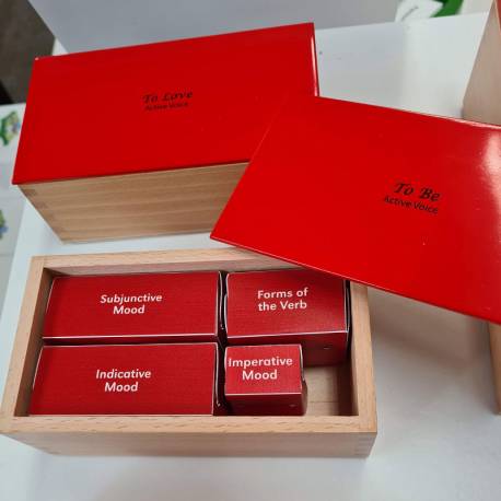 Gran cofre rojo Montessori de los verbos (EN) Nienhuis Gramática y Sintaxis
