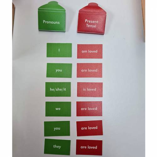 Gran cofre rojo Montessori de los verbos Nienhuis Gramática y Sintaxis