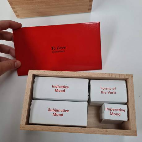 Gran cofre rojo Montessori de los verbos (EN) Nienhuis Gramática y Sintaxis