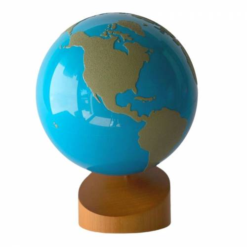 Globo tierra-agua de lija (azul-gris) Montessori para todos Universo y la Tierra