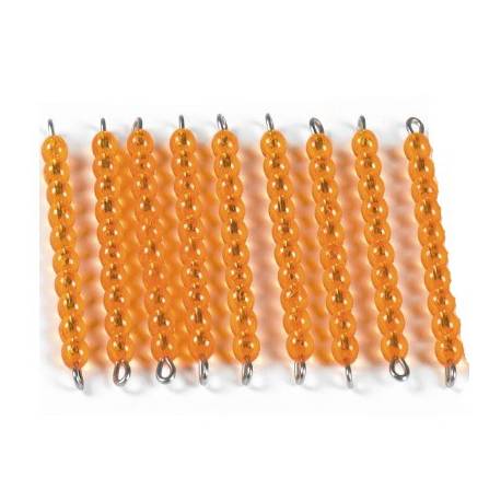 Caja de perlas doradas (9 unidades - 9 decenas) Montessori para todos Contar del 0 al 100