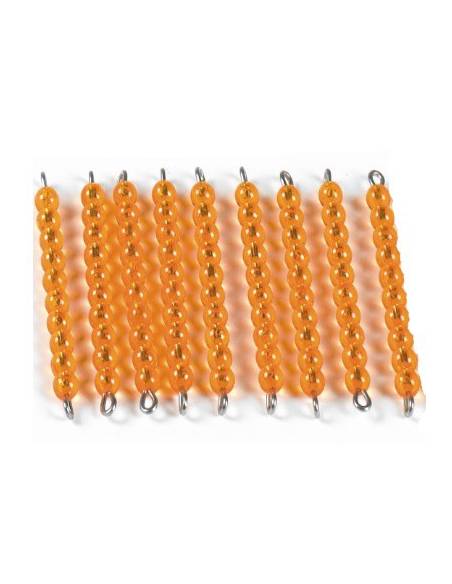 Caja de perlas doradas (9 unidades - 9 decenas)