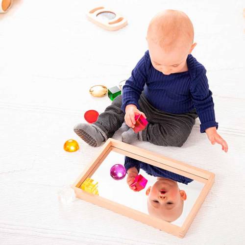 Bandeja de madera con espejo Commotion Bebés