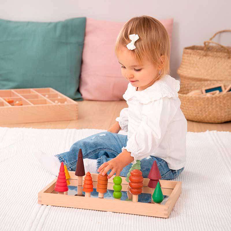 Bandeja de madera con espejo · Material Montessori Infantil Bebés