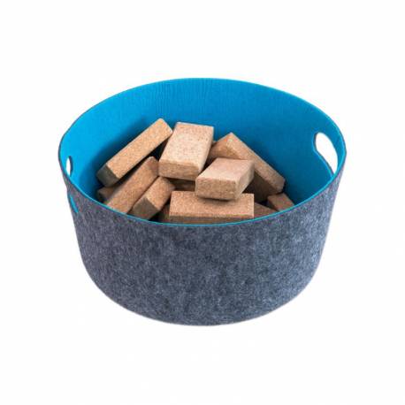 Cesto grande en fieltro gris y azul  Ambiente y Mobiliario