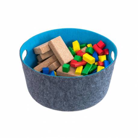 Cesto grande en fieltro gris y azul  Ambiente y Mobiliario