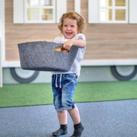 Cesto grande en fieltro gris y azul  Ambiente y Mobiliario