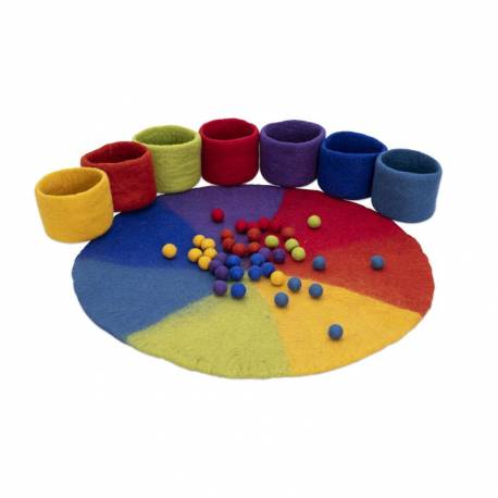 Colore ruota in feltro e ciotole