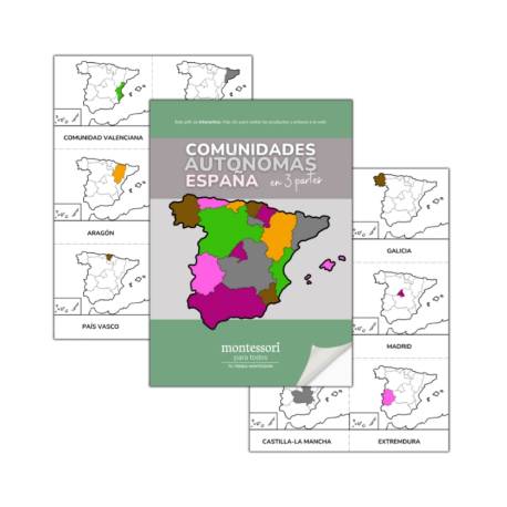 Imprimible - Comunidades de España en 3 partes  Tarjetas Montessori