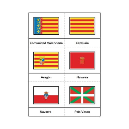 Imprimible - Banderas de España en 3 partes  Tarjetas Montessori