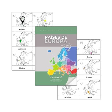 Imprimible - Países de Europa en 3 partes  Tarjetas Montessori