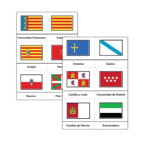 Recortable - Tarjetas Banderas de comunidades autónomas España Made in Spain Geografía