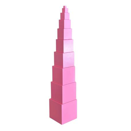 Torre rosa madera maciza Montessori para todos Sensorial