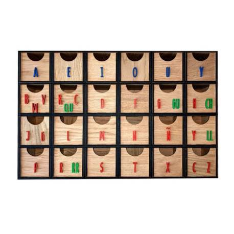 Caja de sonidos Montessori Minúscula + Mayúscula Made in Spain Preescritura