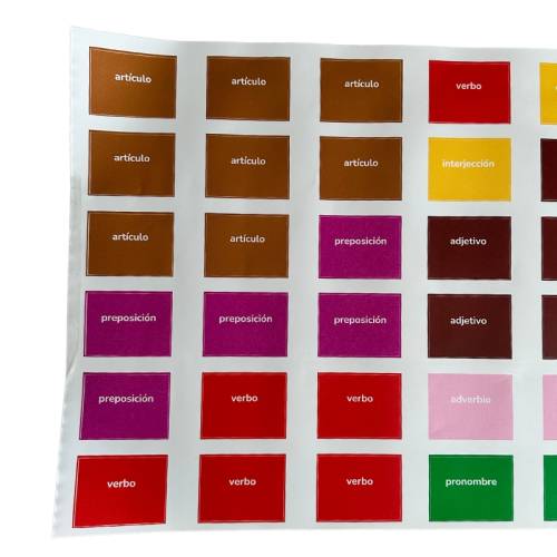 Pegatinas en Español para Cajas Gramaticales Montessori para todos Gramática y Sintaxis