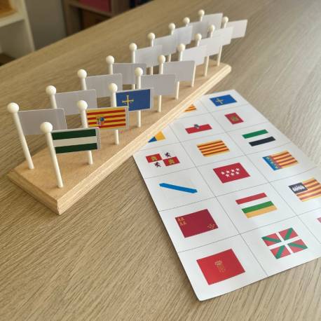 Banderas de Pegatina con soporte - CCAA España Montessori para todos Geografía