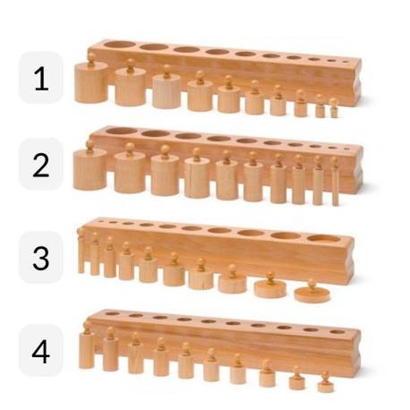 Cilindros con botón Haya Montessori para todos Sensorial