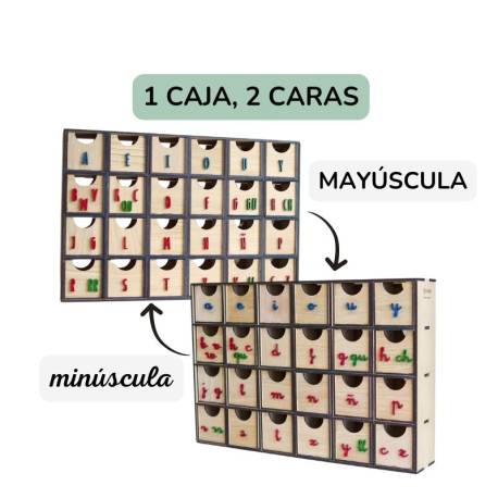 Caja de sonidos Montessori Minúscula + Mayúscula Made in Spain Preescritura