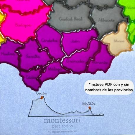 Puzzle Provincias de España para la mesa de luz Montessori para todos Geografía 2